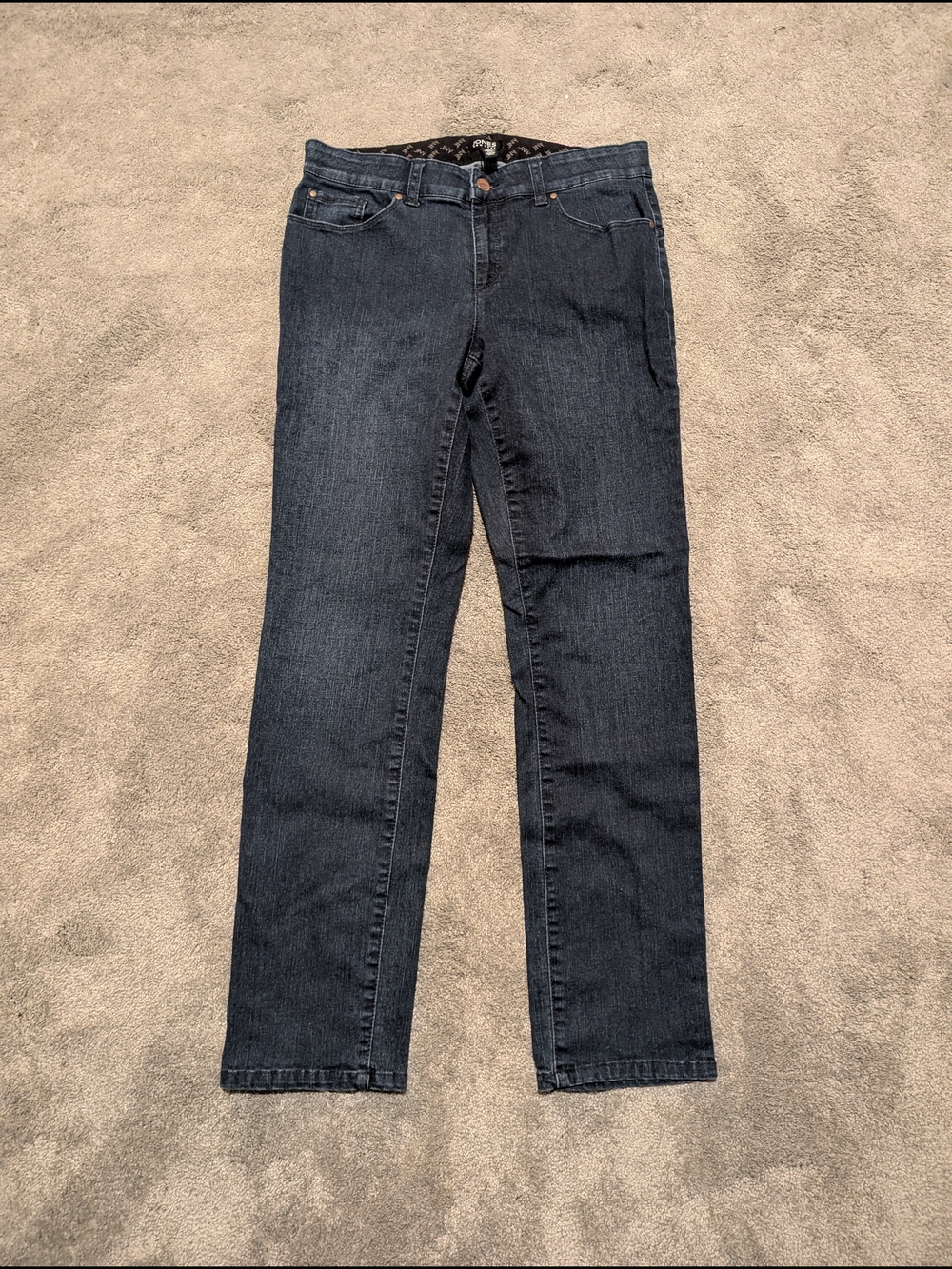 Jones New York Women's Dark Blue Straight-Leg Jeans